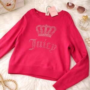 Juicy Couture Vixen Pink Rhinestone Crown “Juicy” Sweater – New w/ Tags (L)